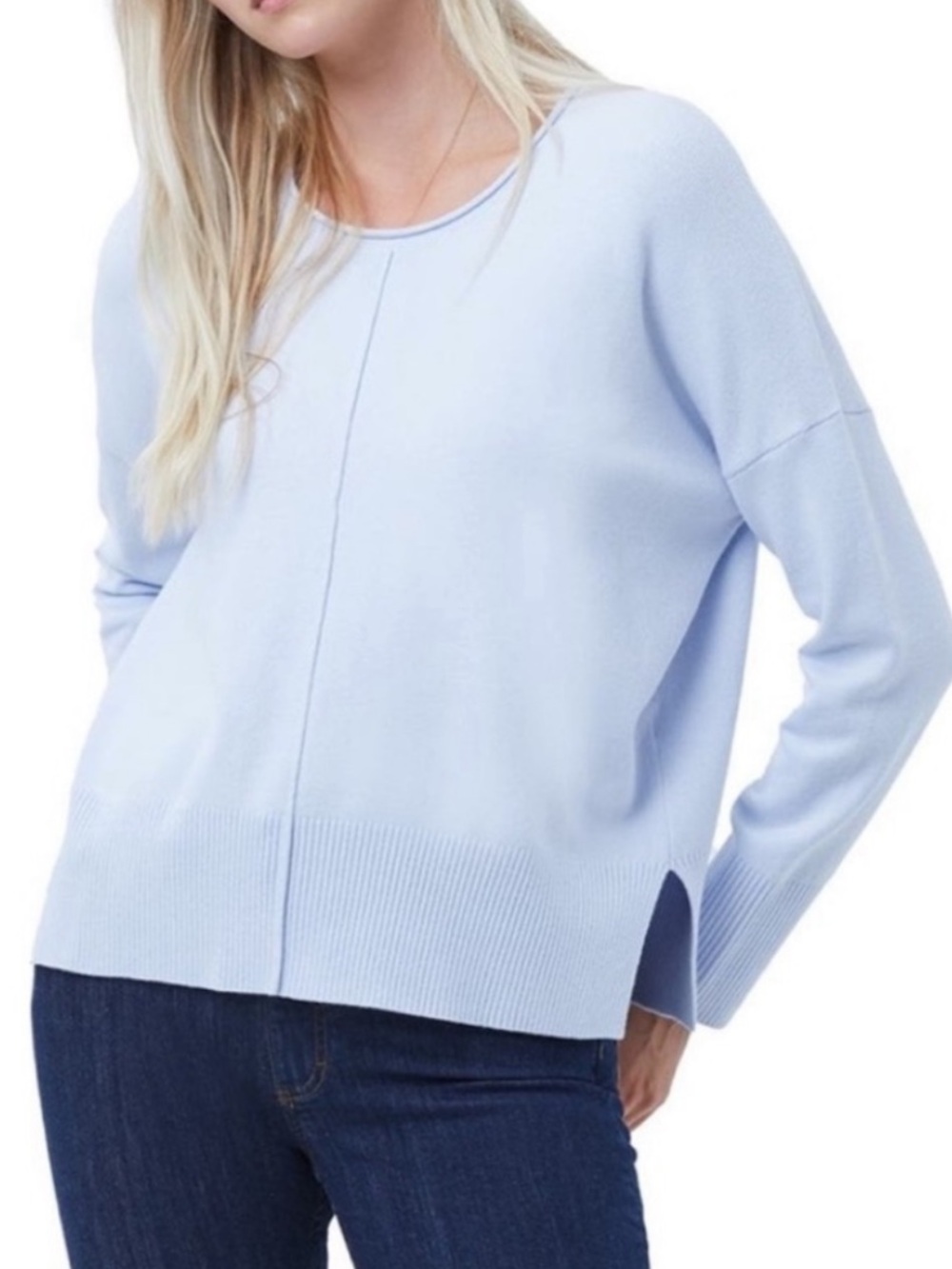 French Connection Boxy Roll Neck Knit Oversized Sweater, Baby Blue – Size Small